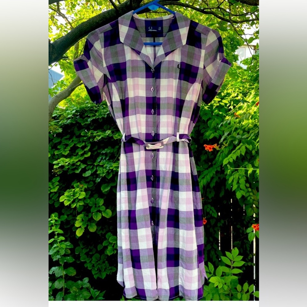 Fred Perry Purple and White Plaid Dress